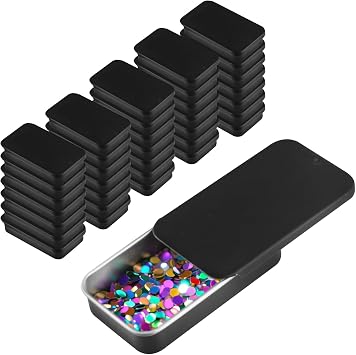 36Pcs Empty Black Slide Top Tin Container,Mini Portable Metal Tinplate Candy Storage Box,Rectangular Lipbalm Organizer for Jewelry,Crafts,DIY Candles,Party Favors,60 * 35 * 10mm