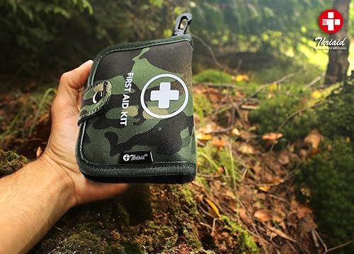 Miniatura 5 de Pequeño botiquín de primeros auxilios, 100 piezas resistente al agua, bolsa bien organizada con hebilla giratoria, ideal para exteriores, viajes,