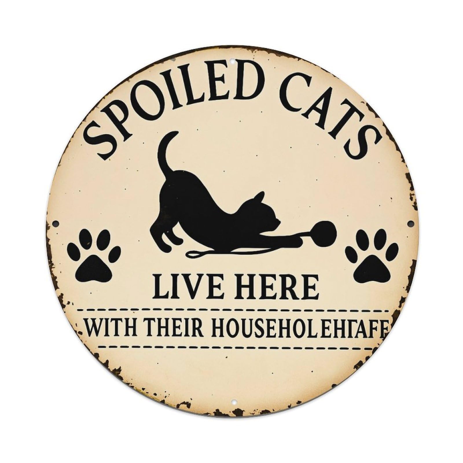Spoiled Cats Live Here Sign Tin Sign Metal Poster Vintage Metal Signs for Home Man Cave Bar Cafe Kitchen laundry room Wall Decorations 8x8 inches