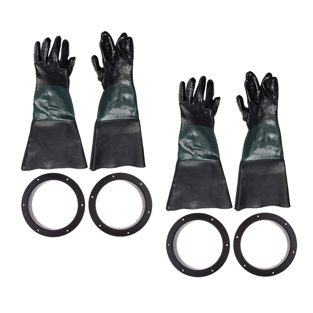Hitze-/Feuerbeständige Handschuhe, Gartenhandschuhe, Arbeitshandschuhe, 2 Paar 60 cm/23,6 Zoll, robuste Arbeit for Sandstrahlen von Sandstrahlschränken (Farbe: wie beschrieben, Größe: Einheitsgröße)