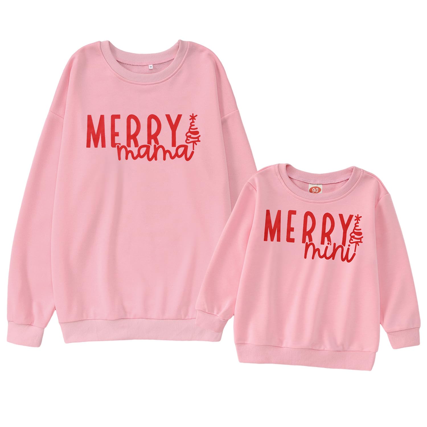 SOFEON Mommy and Me Christmas Sweatshirts Christmas Tree Merry Mama and Mini Sweatshirt Xmas Family Matching Pullover Tops