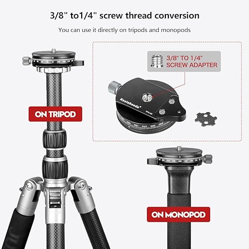 Miniatura 4 de koolehaoda Base panorámica para cámara con placa de estilo Arca Suiza, cabeza de trípode panorámica negra de aleación de aluminio con nivel de