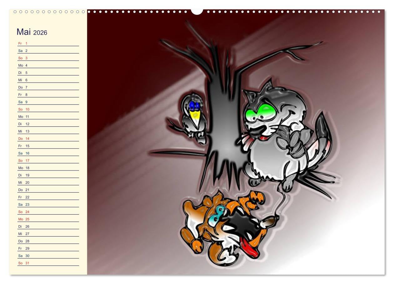 Alles für die Katz! Lustiger Katzen-Planer (hochwertiger Premium Wandkalender 2026 DIN A2 quer), Kunstdruck in Hochglanz: Witziger Comic-Planer für Katze und Mensch! (CALVENDO Spass)