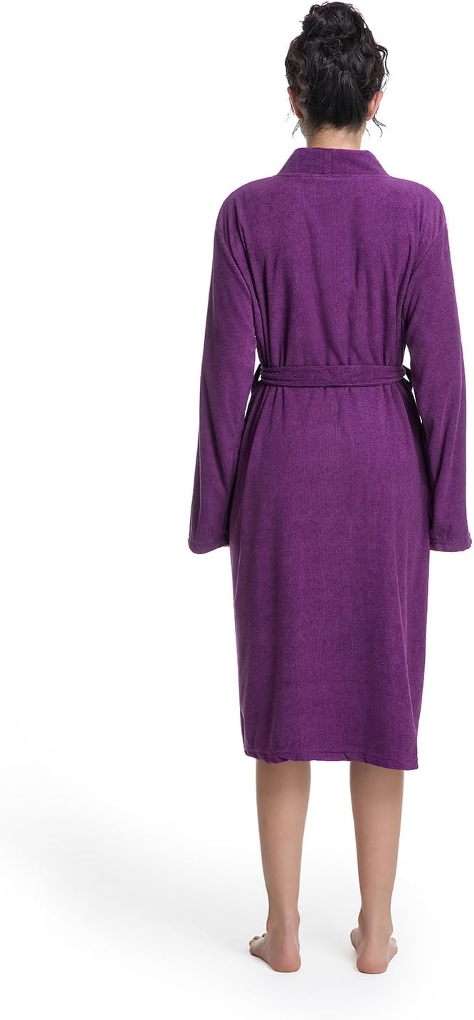 Women Lightweight Bath Robes Terry Cloth Towel Robe Microfiber Knee Length Bathrobe with Pockets - Image 7