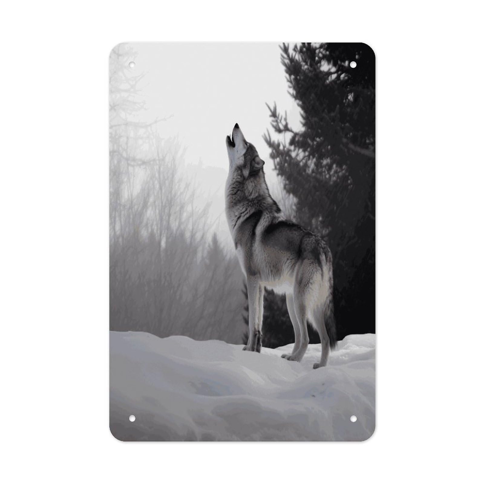 Btcowzrv Style Howling Wolf Metal Tin Sign Wall Decor Hanging Plaque