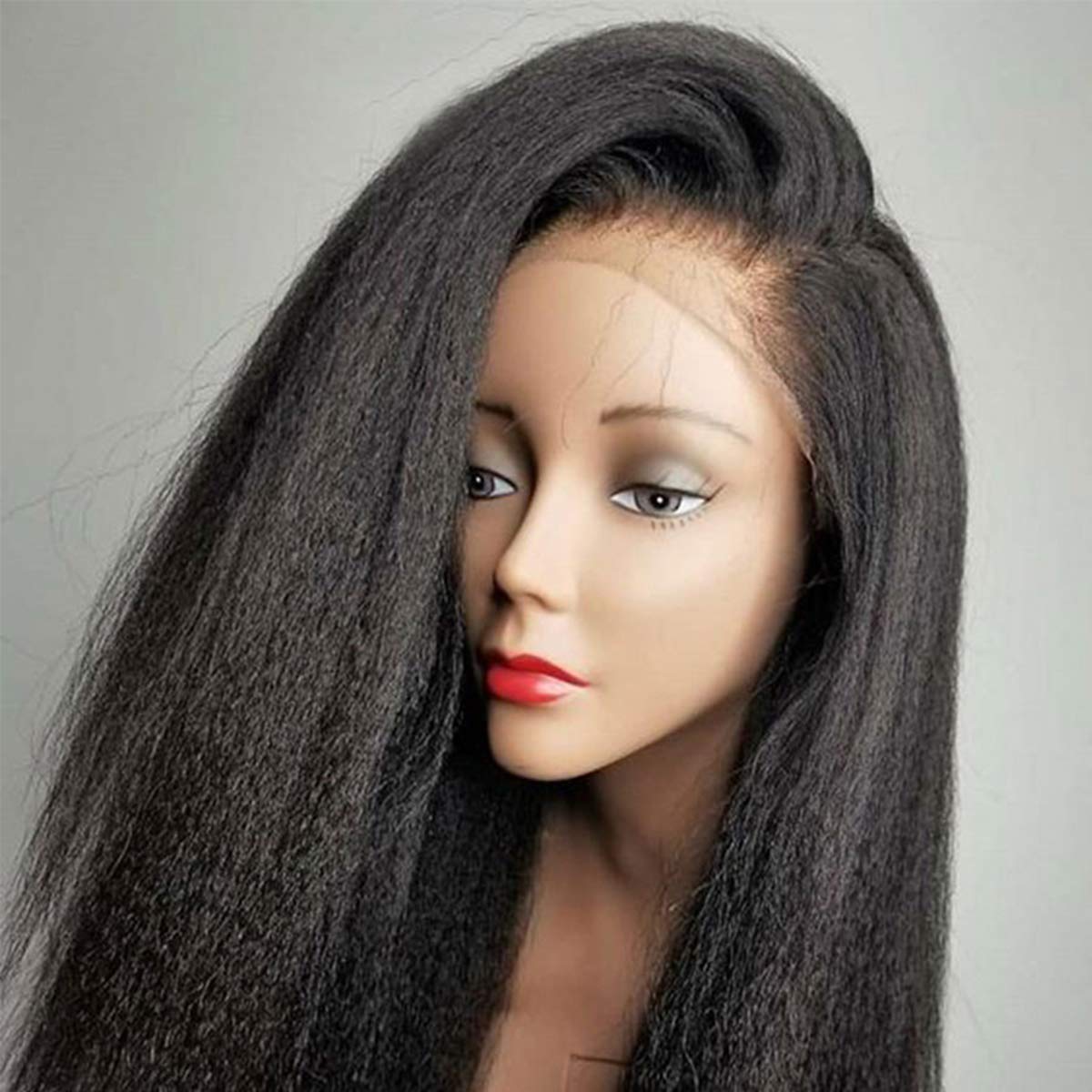 ZIYU 360 Lace Frontal Wig Kinky Straight Lace Wig Brazilian Human Hair Wigs 150% Density Remy Lace Frontal Human Hair Wigs For Women (18", 360 Lace Wig)