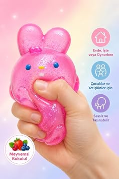 Tavşan Squishy Stres Oyuncağı Simli Jel Meyve Kokulu Fidget | Duyusal Sıkma Oyuncağı, Çocuk ve Yetişkin, 7x6.5x5.5 cm Boyut, Sessiz ve Taşınabilir, Stres Azaltıcı