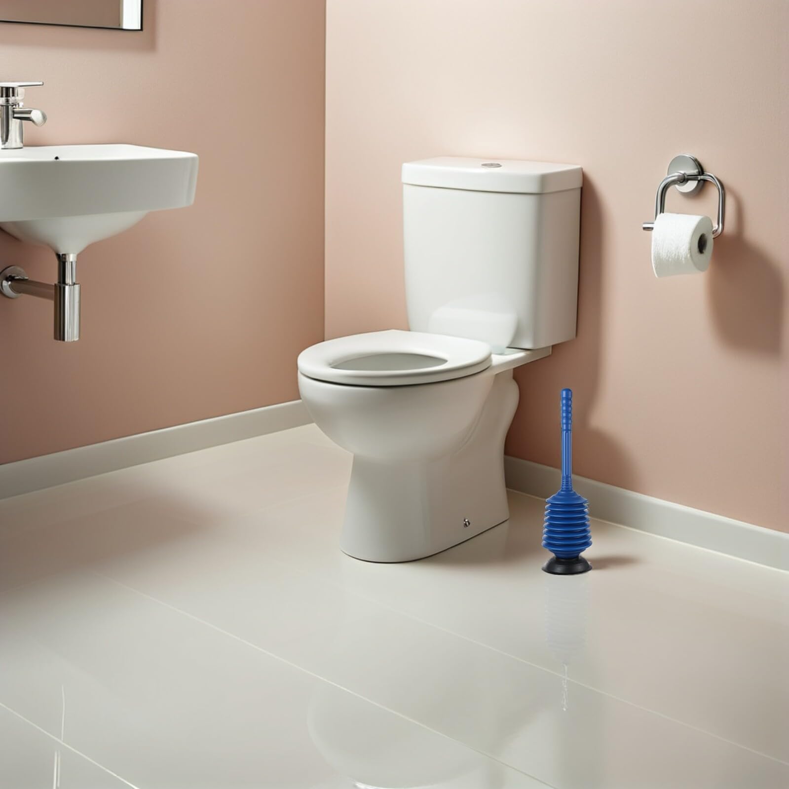 SOLUSTRE Desatascador Inodoro de Alta Presión para Baño y Cocina, Destapador de Cañerías Succión Fuerte y Diseño Ergonómico para Uso Doméstico