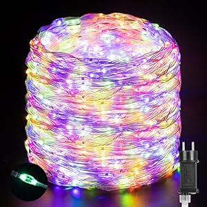 Quntis IP65 Lichtsnoer voor buiten, 50 m, 1000 leds, kleurrijke kerstverlichting, werkt op stroom met 8 modi en geheugenfunctie, kerstdecoratie voor boom, terras, balkon, tuin, boek, muur, kamer, huis, feest