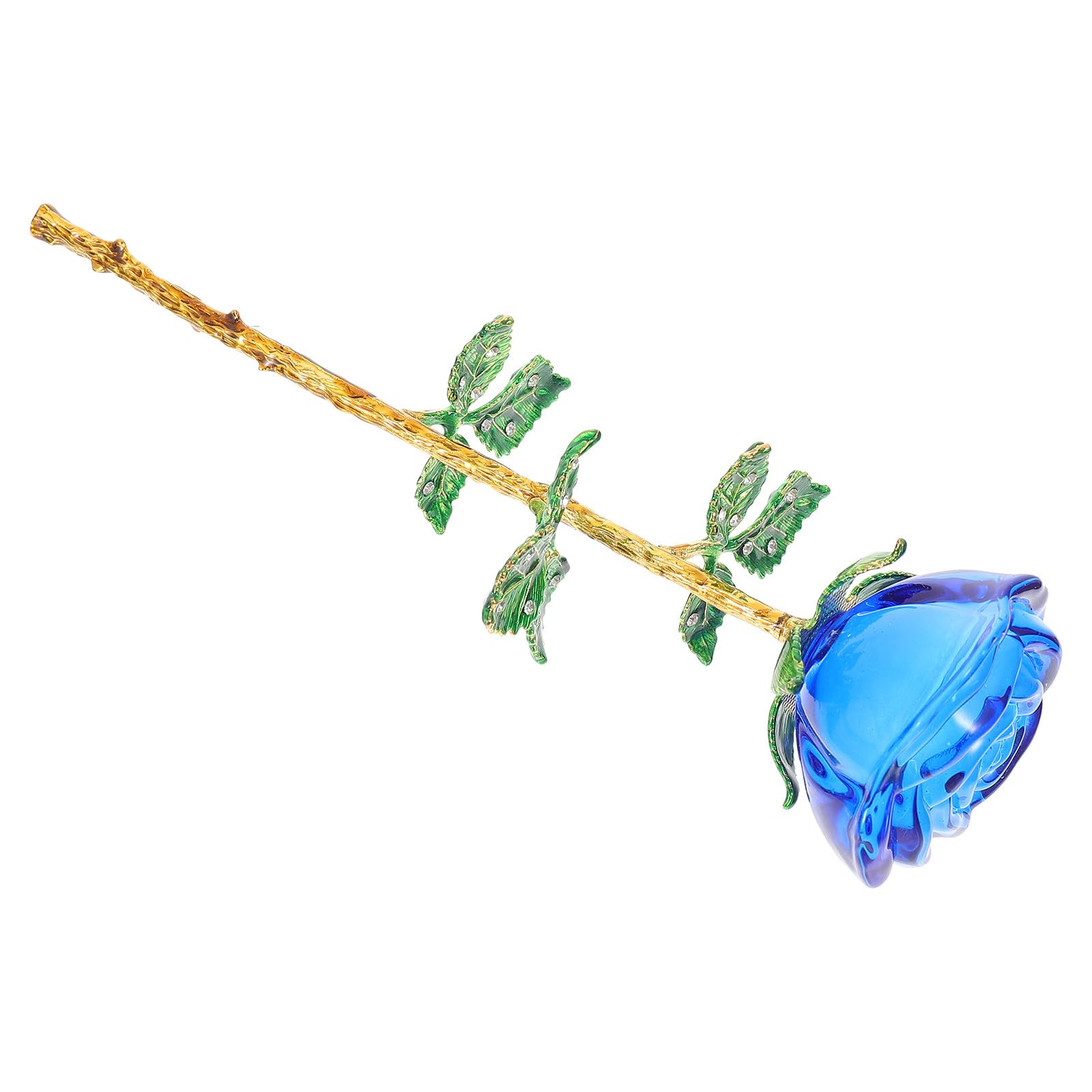 Roses artificielles en verre bleu pour décoration de maison et compositions florales uniques