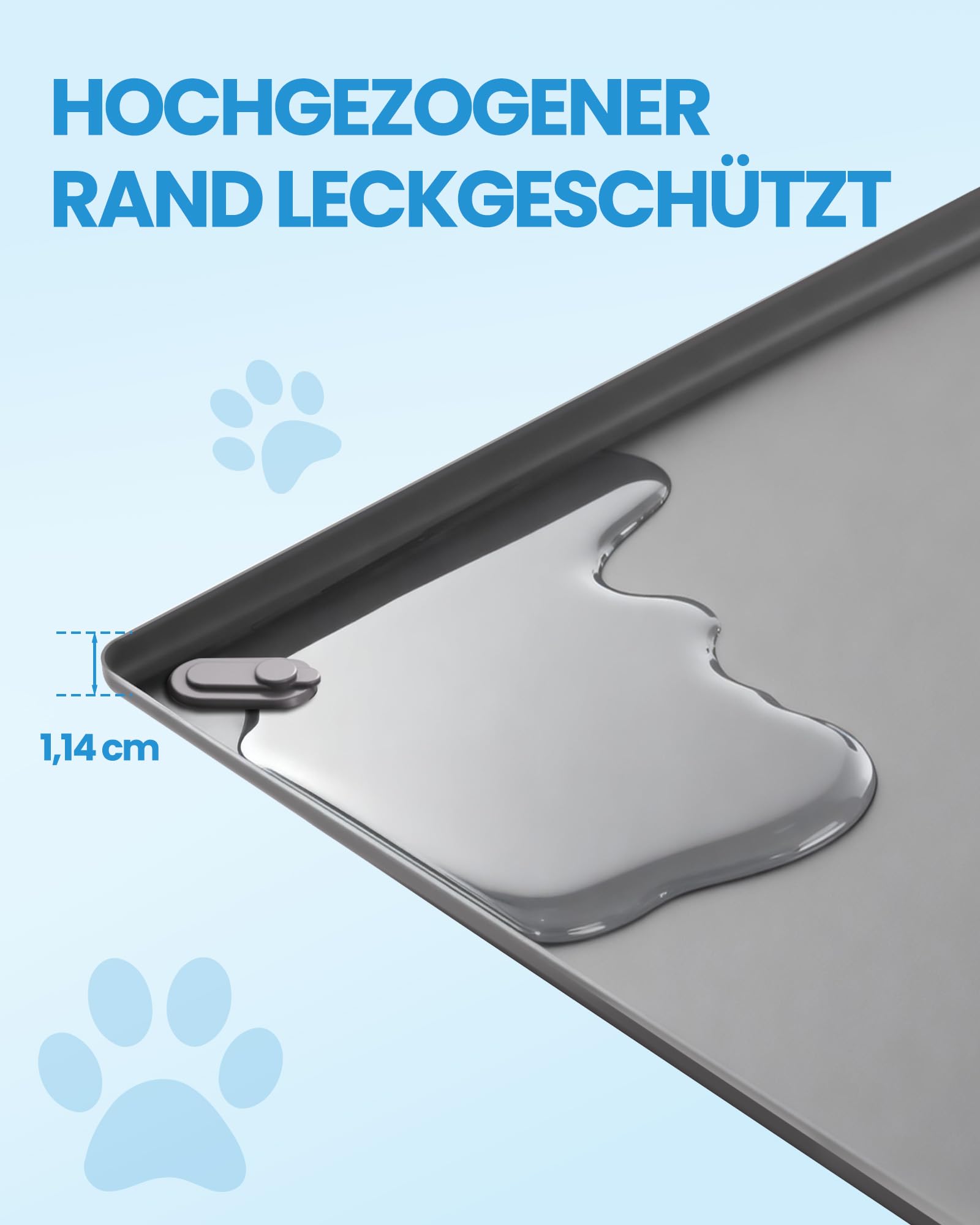 Kittyspout PIPI Matten für Hunde – rutschfeste Silikon-Unterlage mit 4 magnetischen Clips und Wasserdichten Rändern – Hundetoiletten-Tray für Stubenreinheit und Bodenschutz – 86 x 71 cm