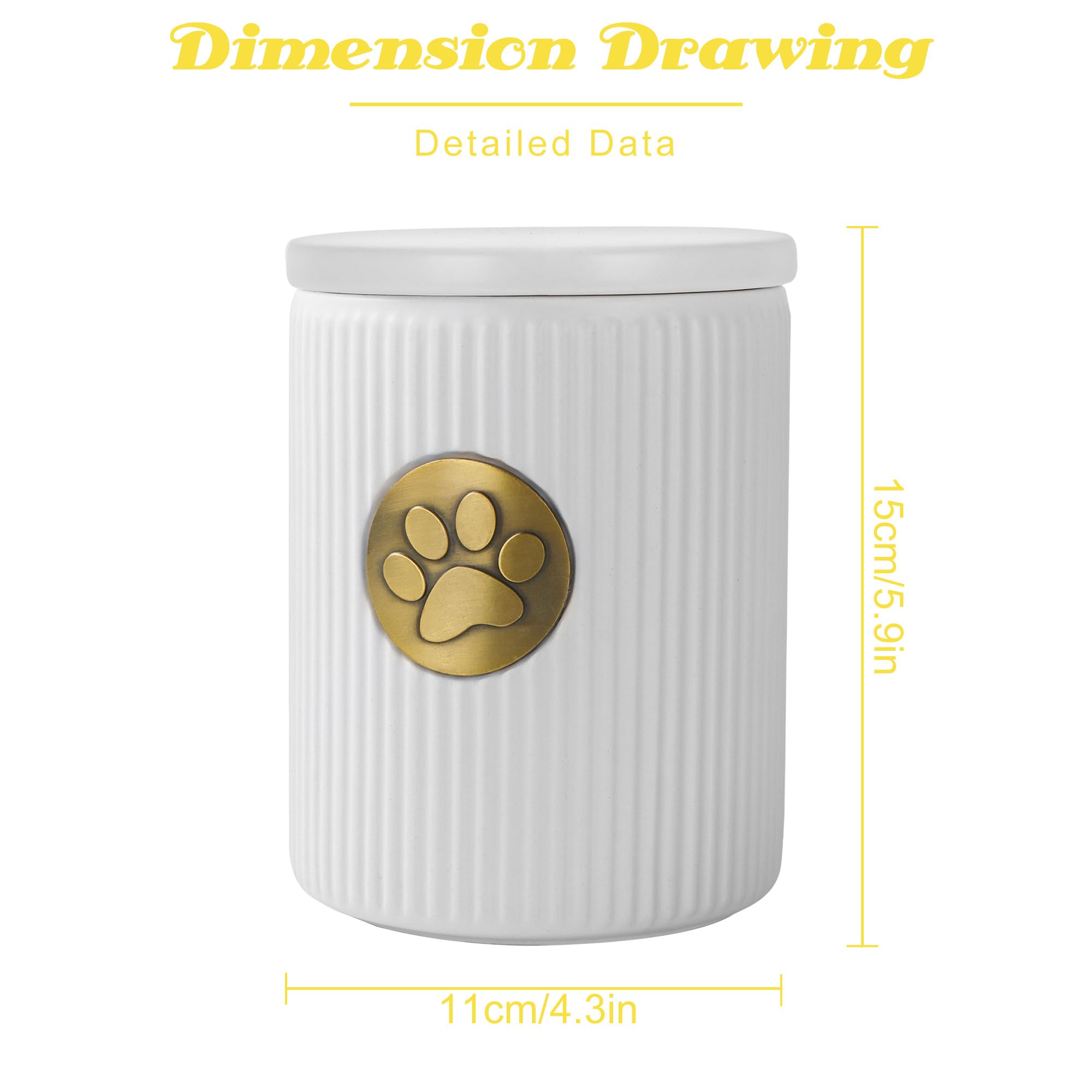 Urna per cani, urna per animali domestici per cenere, 15 kg, urna per cani, urna commemorativa per cani con piastra in metallo per impronte delle zampe, cremazione di gatti, bianco