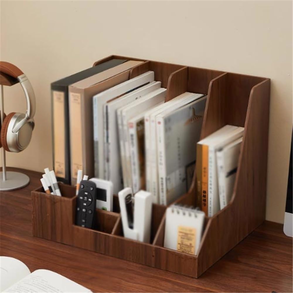 Titolare del file Organizzatore di file da scrivania con scomparti verticali multifunzionali for carta, riviste e letteratura(Natural)