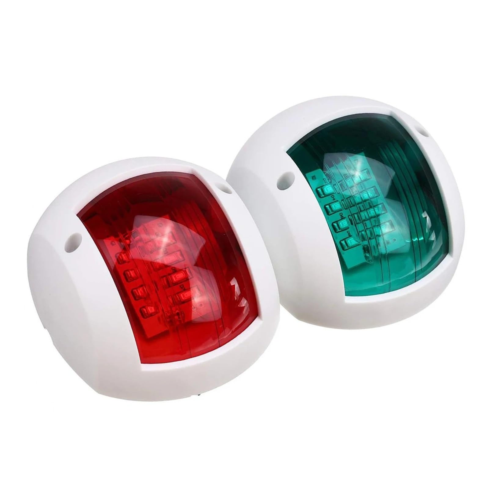 Światła nawigacyjne statków, Zestaw 2 świateł nawigacyjnych LED 12V-24V do łodzi Czerwone Zielone Port Prawa burta Czarne Białe(White-a Pair)