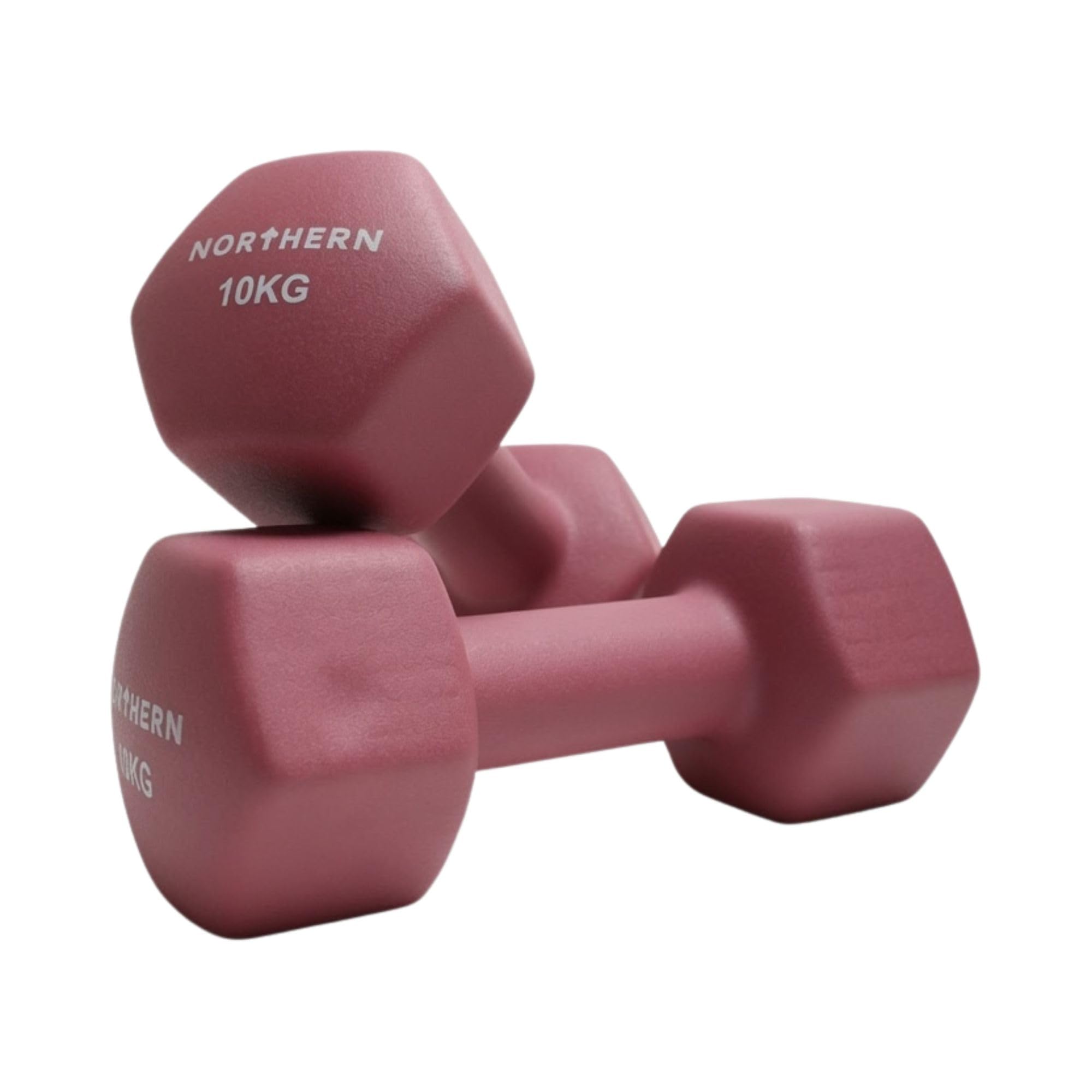 Northern Dusk Pink Neoprene Hex Dumbbells Pair, 1kg–8kg Hand Weights for Home Gym Strength Training, Non-Slip Hexagonal Dumbbells for Fitness, Aerobics, Yoga & Toning (10kg x 2) — image 1