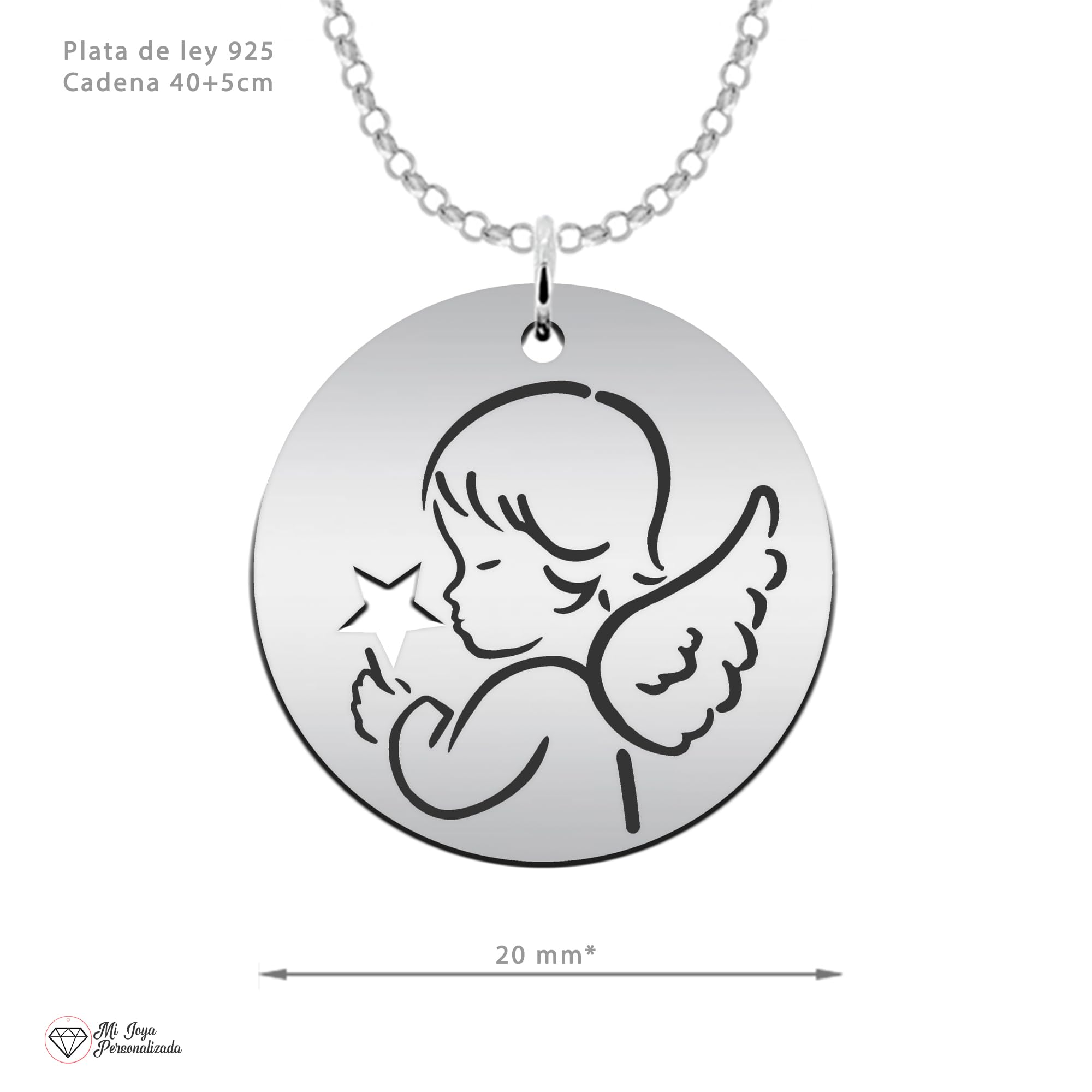 Medalla de Comunión de Plata para Niña con Imagen de Angelito – Regalo Perfecto Comunión (Angelito)
