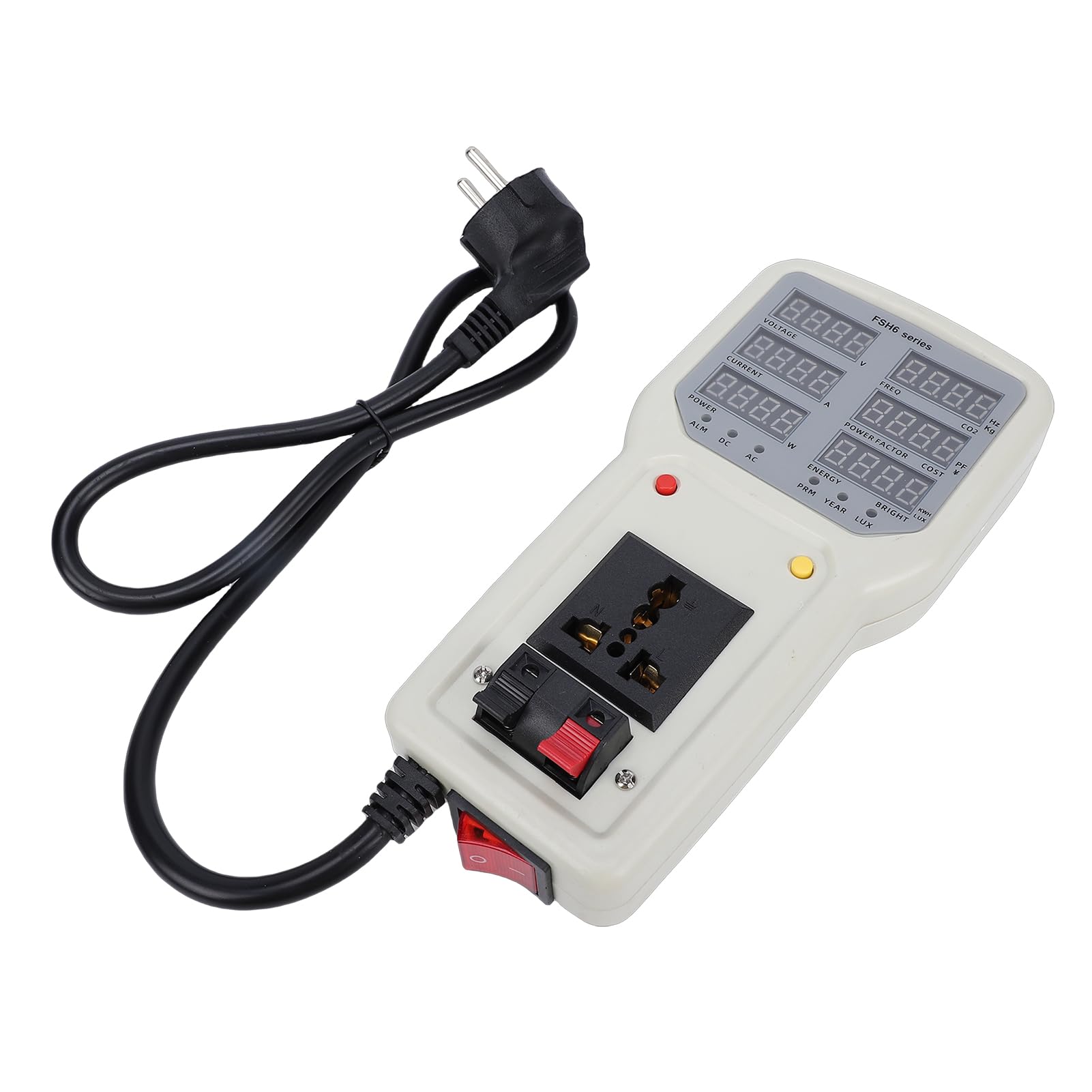 Hyuduo Miernik światła LED, Ręczny Miernik Mocy ABS z Cyfrowym Pomiarem Napięcia Prądu, 0 do 50000 LX 20A 5000W, Wtyczka UE dla Elektryków Testujących światło LED (Norma europejska)