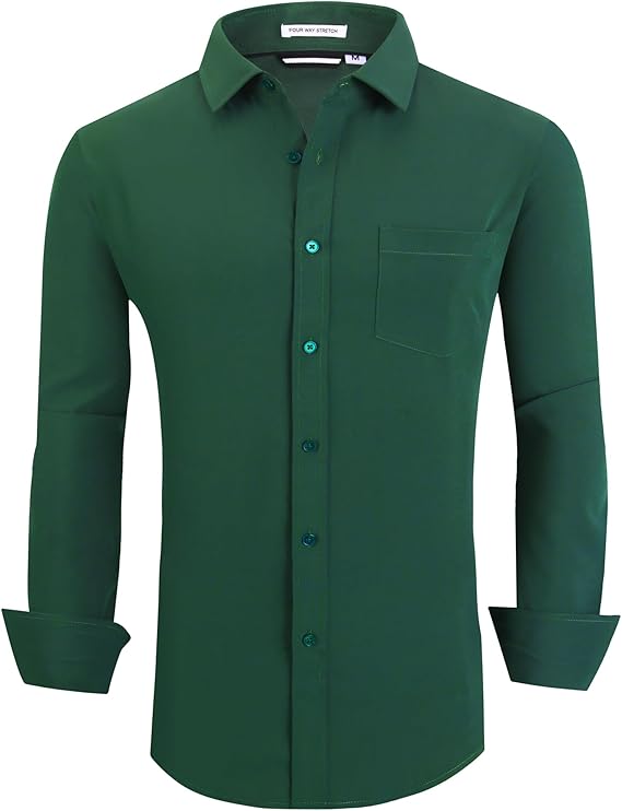 Alex Vando Mens Dress Shirts Regular Fit Long Sleeve Stretch Business Dress Shirts for Men