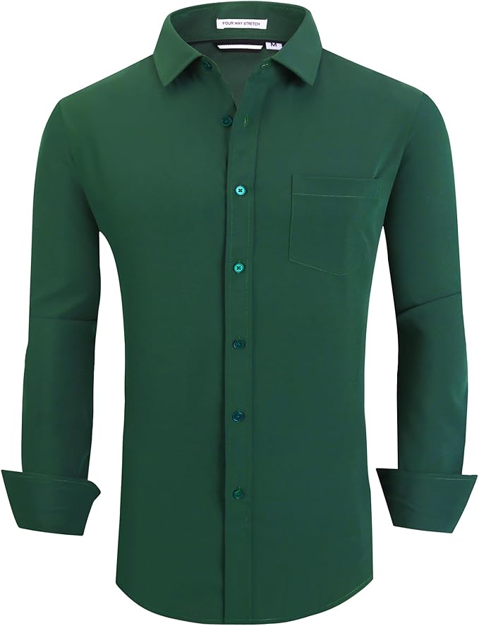 Alex Vando Mens Dress Shirts Regular Fit Long Sleeve Stretch Business Dress Shirts for Men