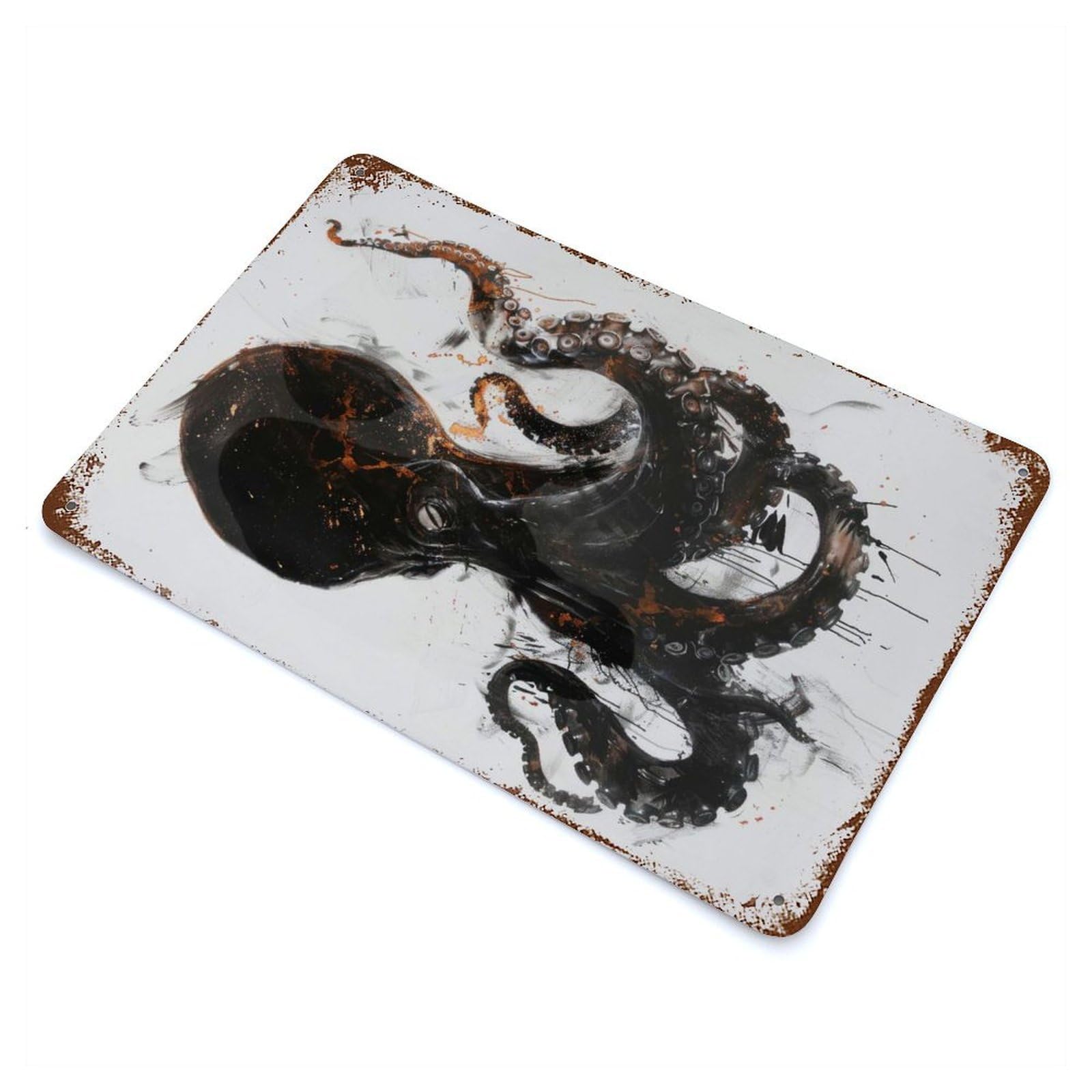 Octopus Watercolor Art Retro Metal Sign 11.8"x7.9", for Pub, Kitchen And Man Cave Decor, Industrial Home Decor