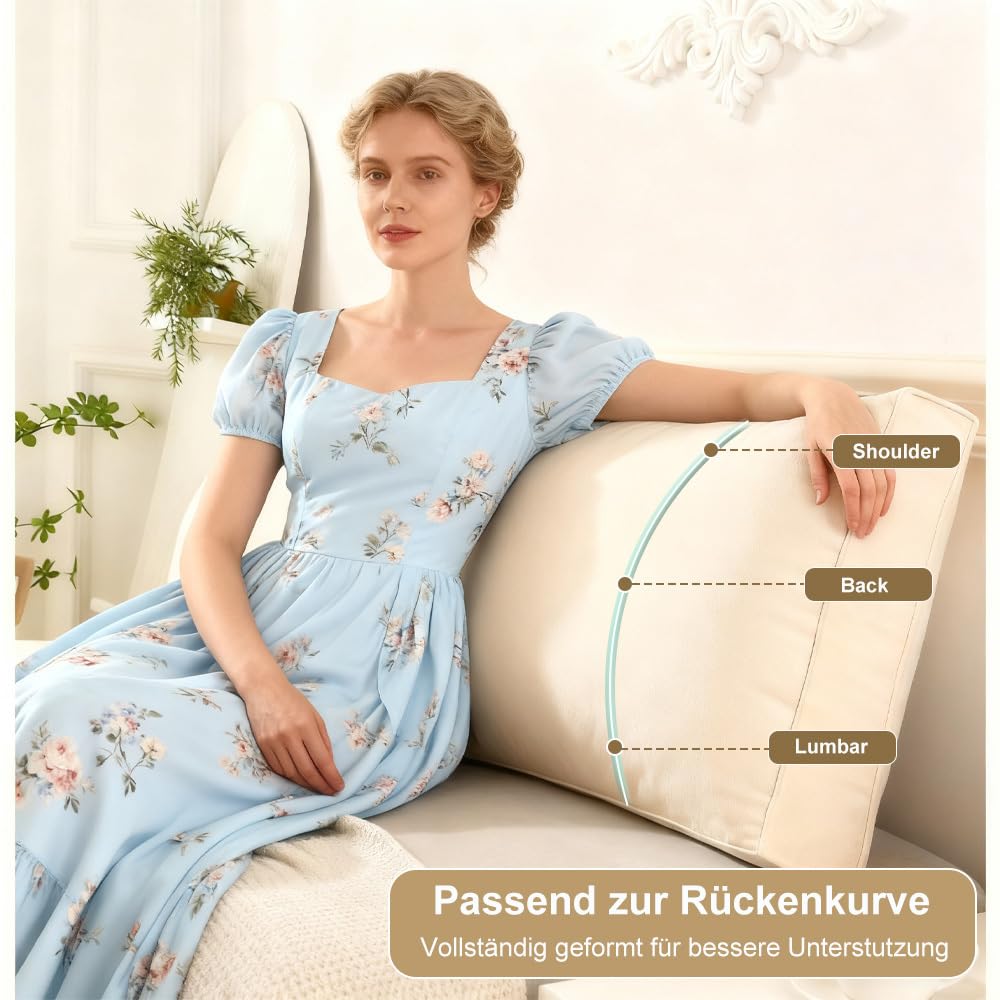Cuscino ergonomico da lettura per letto e divano, cuscino di supporto per la schiena, 70 x 50 x 20 cm, ideale per comfort e relax, perfetto per leggere e rilassarsi (1 pezzo)