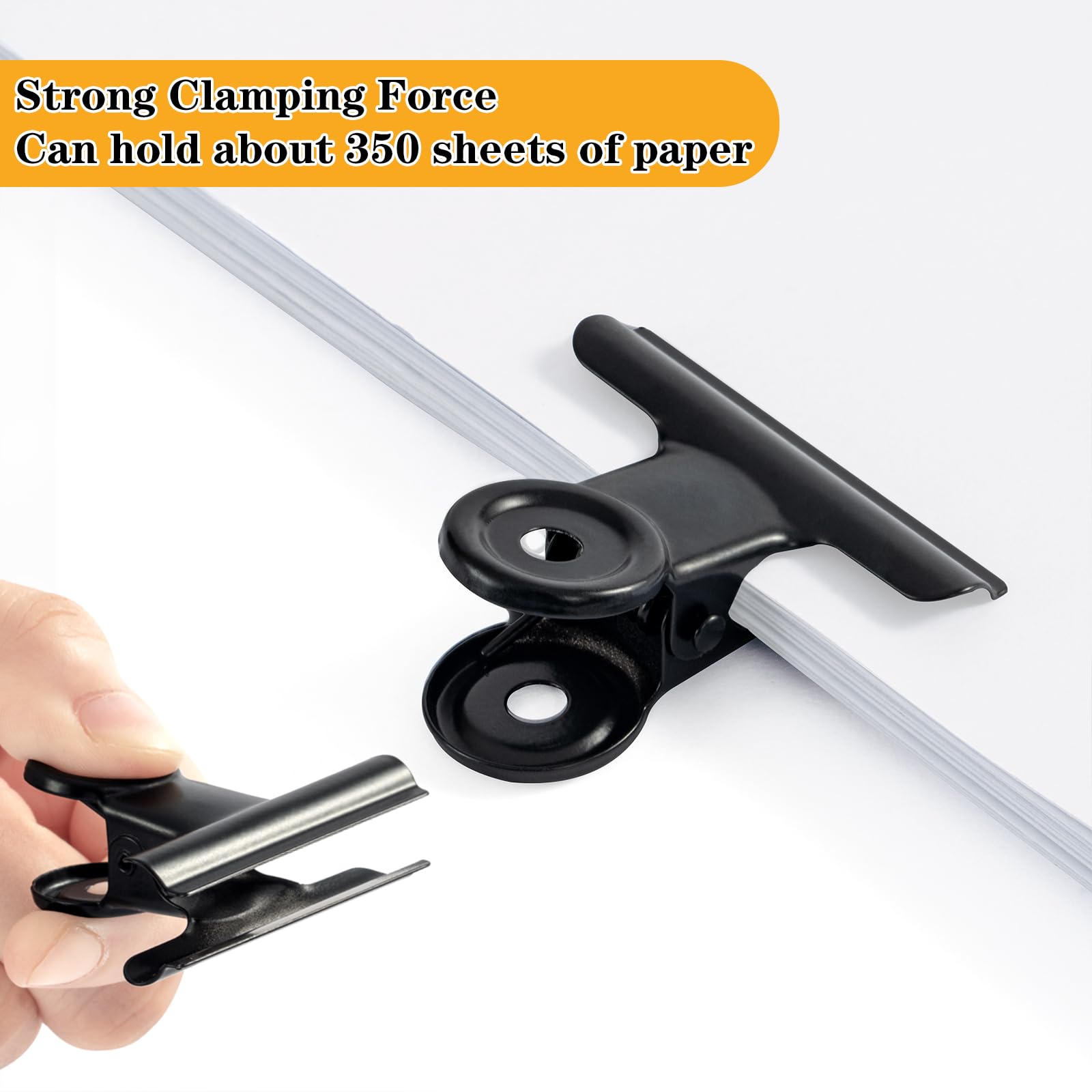 GUOKOFF 10 Pcs Large Bulldog Clips, 75mm Binder Clips, Metal Hinge Clips Binder Paper Clamp for Crafts Photo File Office (Black) - Image 3
