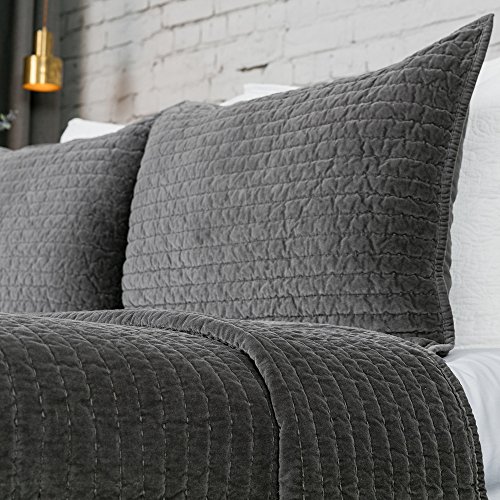 Elegant Life Home AT003E-GREY-SS Bed Pillow Shams Royal Cotton Velvet Pic-Stitch Standard Pillow Sham thumb #7