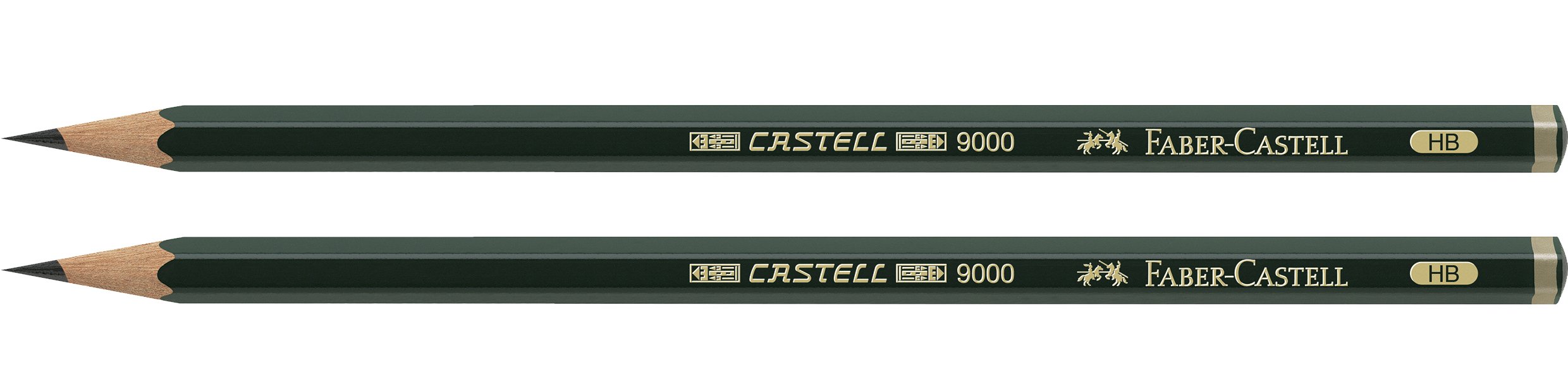 Faber-Castell B-9000-HB-2 - Blíster con 2 lápices de grafito Castell 9000, graduación HB