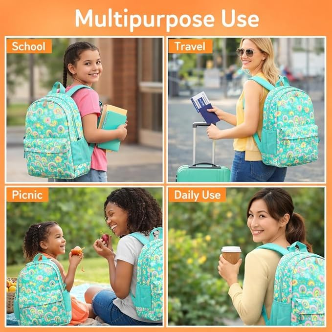 Image of College bag for girls and boys, Office Bag for Men & Women, 15.6 Inch Laptop Backpack, Water Resistant & Lightweight School and Tuition Bag, 2 Compartments with Bottle Holder