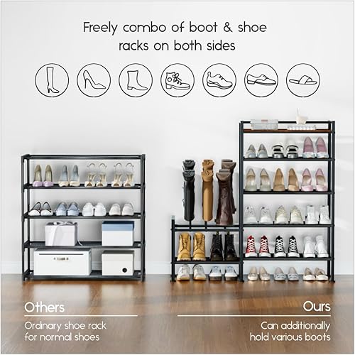 Miniatura 7 de Zapatero organizador y almacenamiento  Zapatero de metal de 5 niveles con almacenamiento para botas y lateral cualquier combinación  Estante de