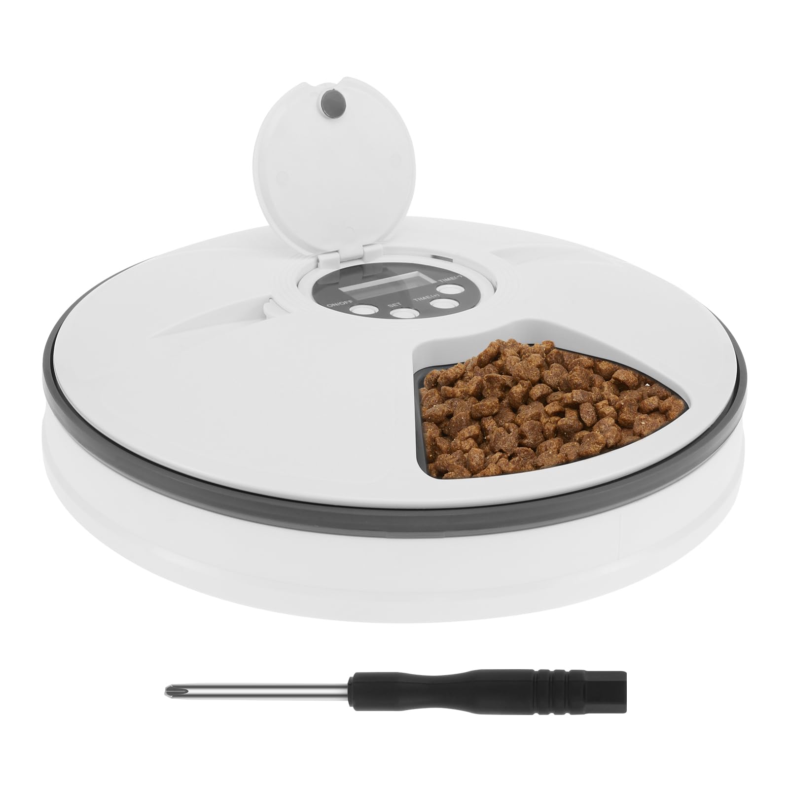 Automatic Wet Food Cat Feeder with Timer 6 Meals Pet Auto Feeder Battery Powered Kitten Feeding Fresh Food Container Cordless Pet Treats Dispenser for Wet Dry