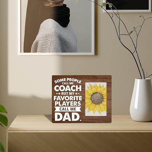 Vista 4 de Zauly Marco de fotos de madera para papá entrenador regalo de hija e hijo, mis jugadores favoritos Call Me Dad Marco de fotos de madera regalos
