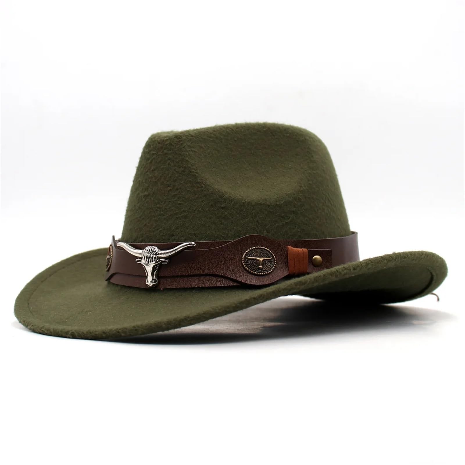 vrfvsdasAAS Cowboy Hat Cowboy Hat Ladies Hat Roll Brim Cowgirl Cap Jazz Fedora Hats Felt Cap(Deep Green)