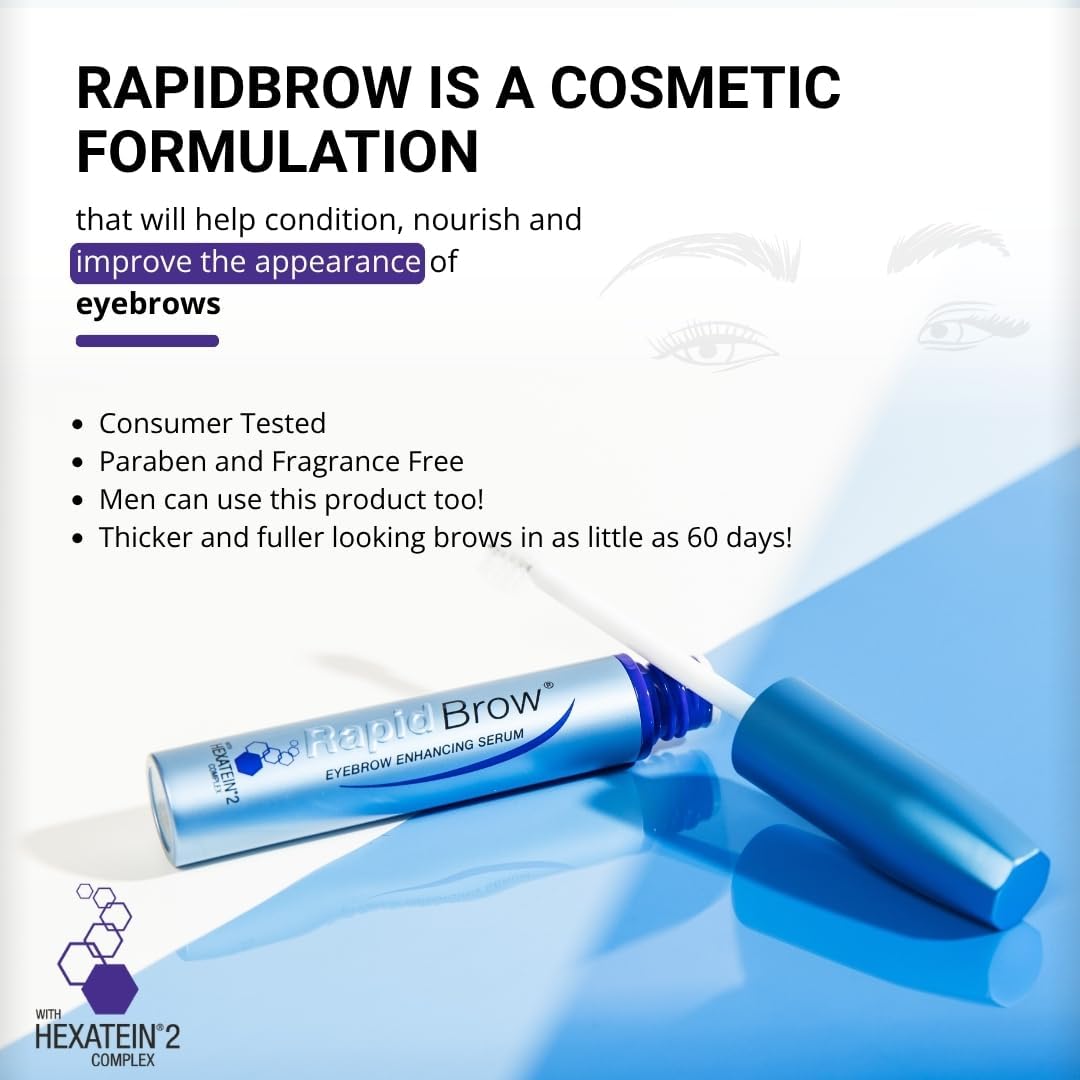 rapidBrow Eyebrow Enhancing Serum 3 mL - Hydrating Hair Serum for Visibly Thicker-Looking Brows with Hexatein 2 Complex - Image 4