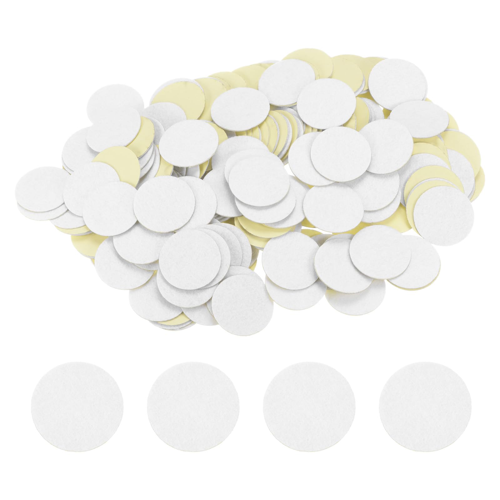 HARFINGTON 200pcs Round Adhesive Circles, 30mm Felt Fabric Craft Stickers for DIY Sewing Projects, White