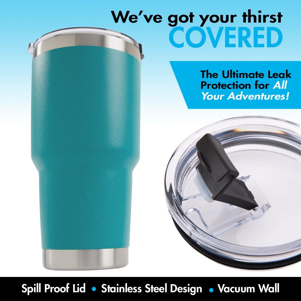 Liquid Savvy Stainless Steel 30 oz Tumbler with Leak Proof Lid. Double Walled Vacuum Insulated Large Travel Coffee Cup/Mug for Hot and Cold Beverages - Powder Coated Gray
