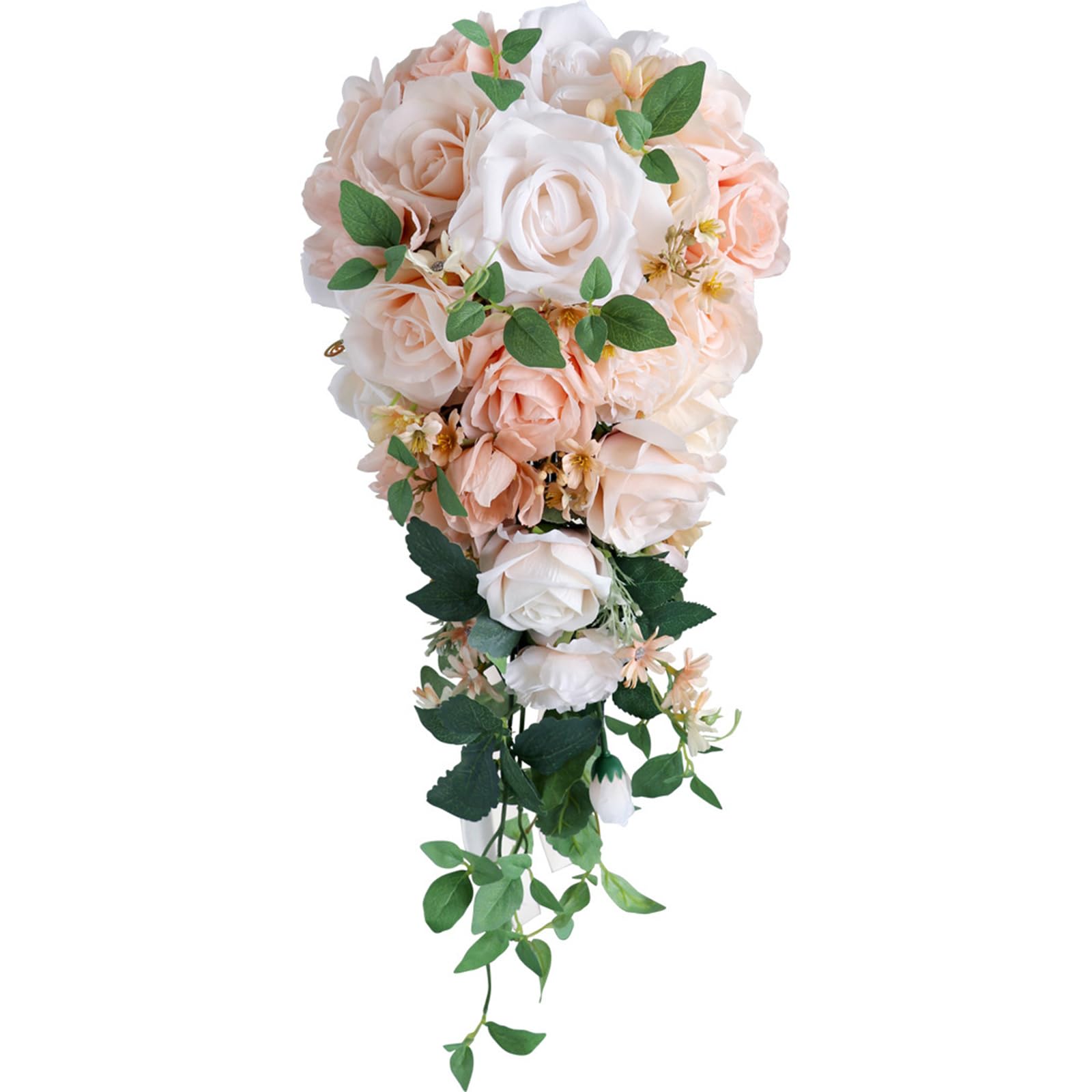 Morain Champagne Teardrop Artificial Silk Flower Bouquet Silk Teardrop Bouquet For Bride Unique Bouquets For Wedding Ceremony