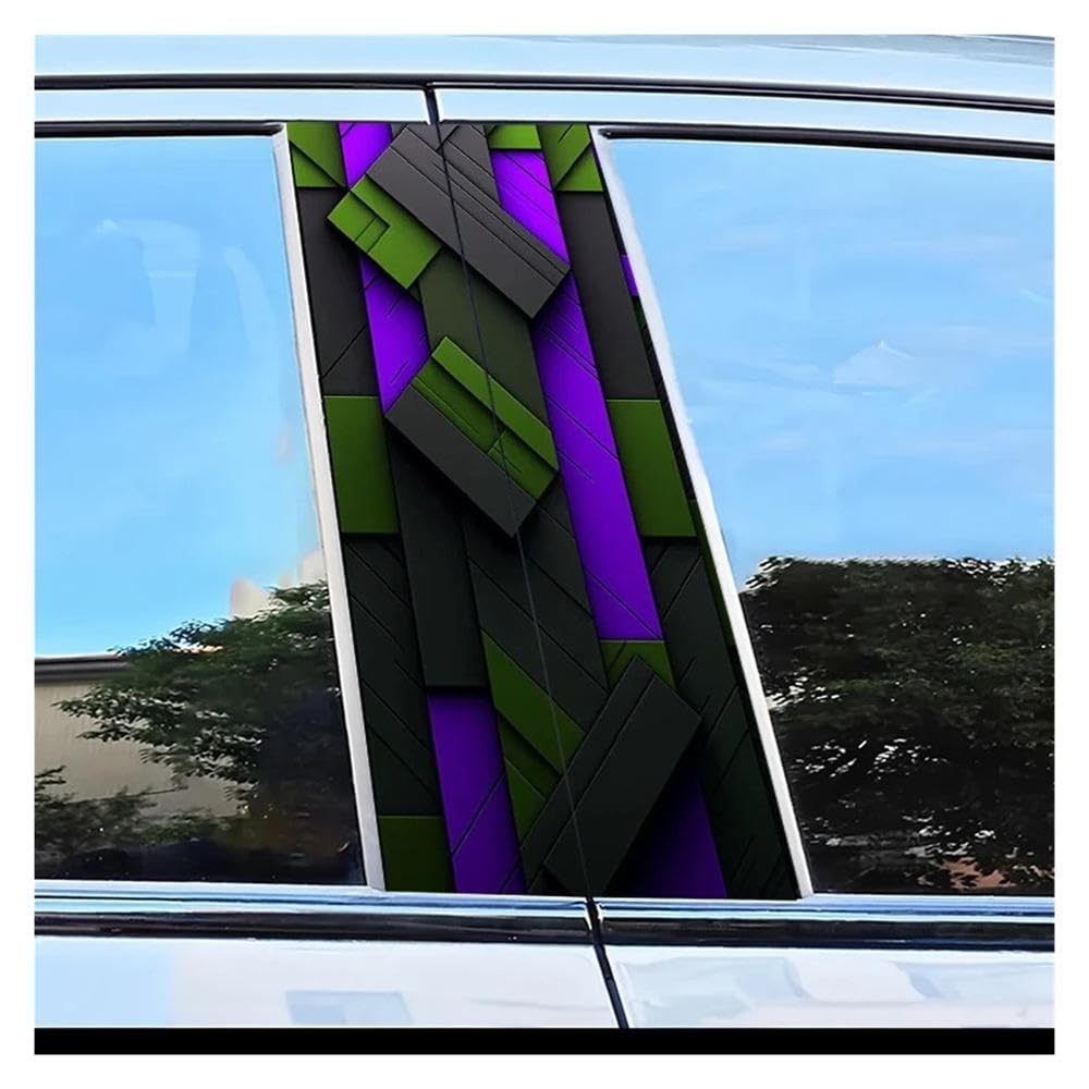 Dabhuoc One Color Car Parts 2Pcs Car Window Pillar Stickers Geometric Mosaic Pattern Scratch Resistant Film