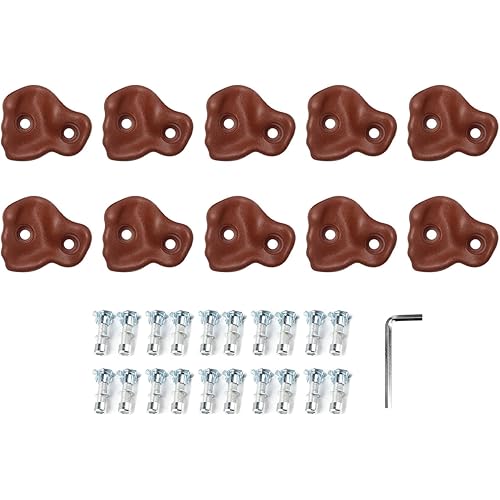 TeamSky Rock Climbing Holds,10PCS Plastic Comfortable Rock Climbing Stone Rocks Wall Stones with Screw Pad and Nut for Outdoor Indoor Climbing Frames Children Playground
