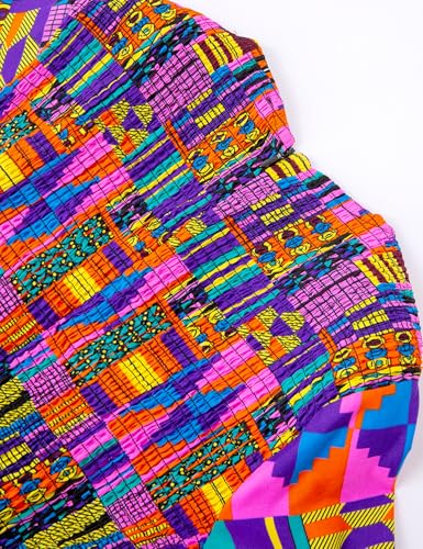 Image of Women's African Ruffle Long Sleeve Dress Ankara Print Maxi Dresses