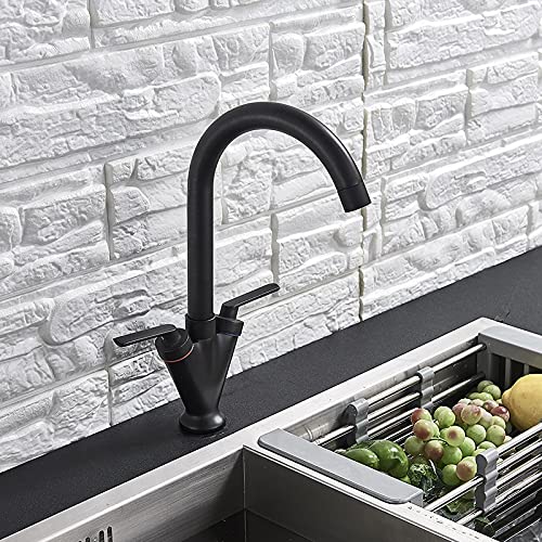 Rubinetto per lavello da cucina per bar Agriturismo commerciale, rubinetti per lavello da cucina per bagno, rubinetti per lavabo da cucina a doppia maniglia in nichel spazzolato, miscelatore per acqua