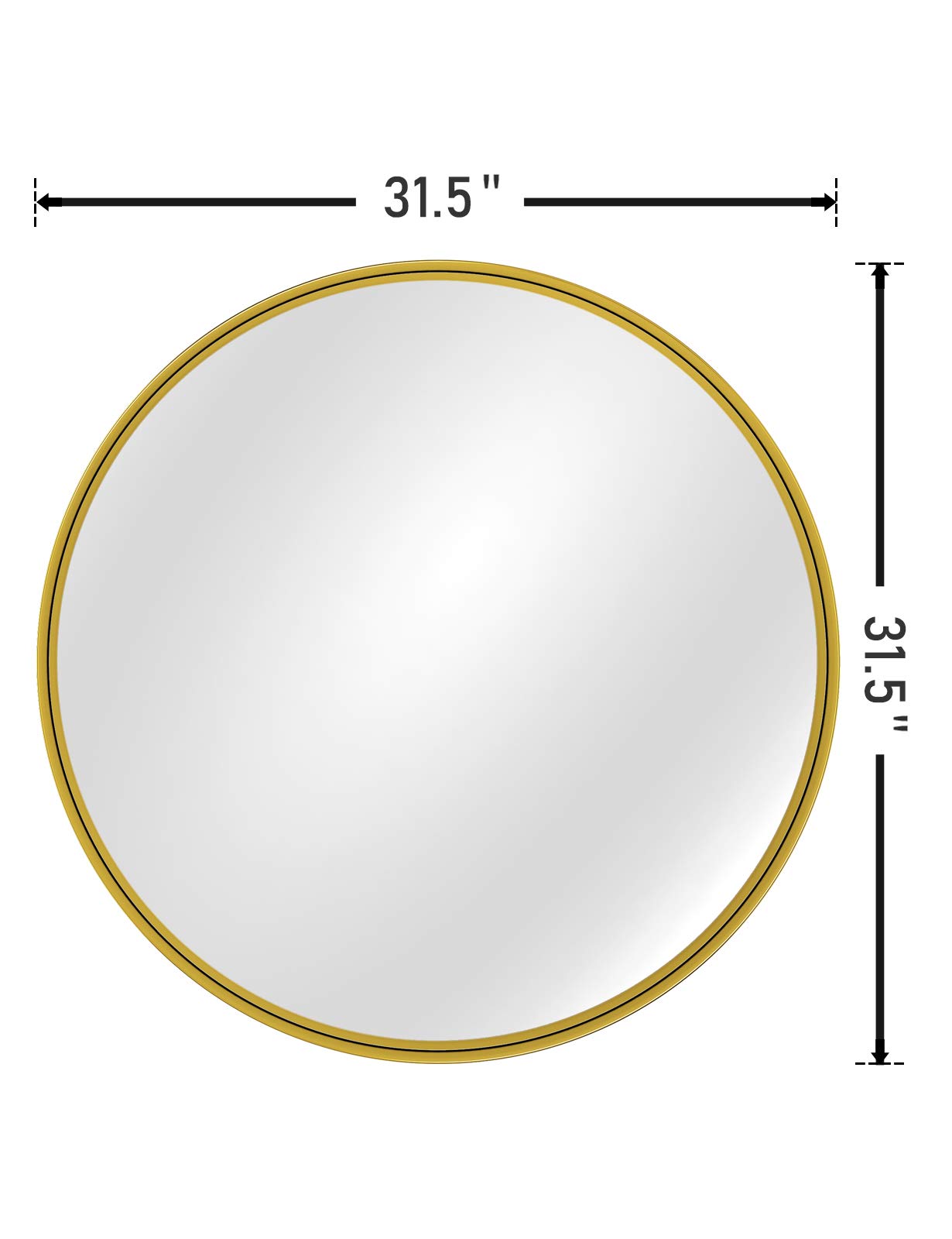 BEAUTYPEAK Circle Mirror Gold 30 Inch Wall Mounted Round Mirror with