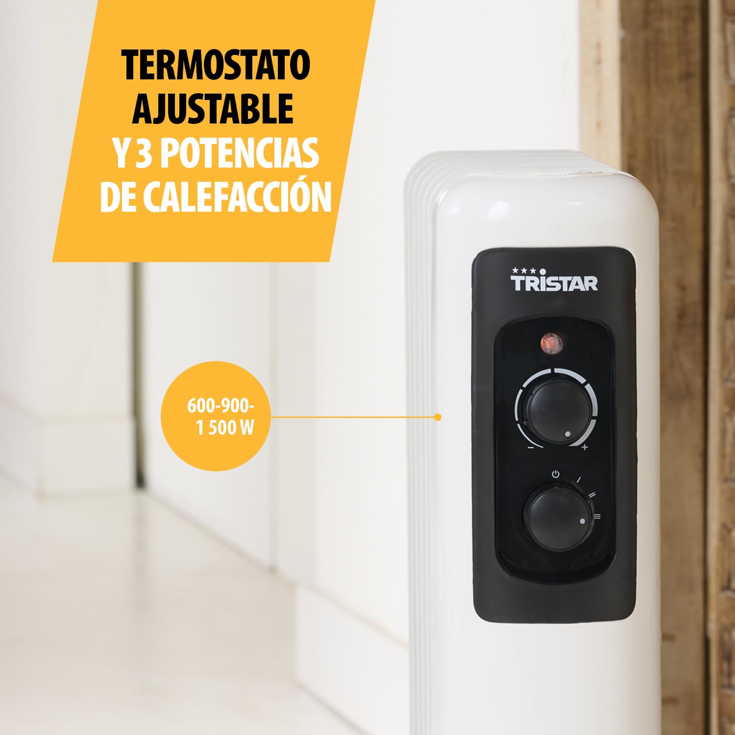 Tristar KA-5177 Calefactor de aceite, 3 posiciones de calentamiento, Termostato ajustable, 1500 W máx., 7 aletas