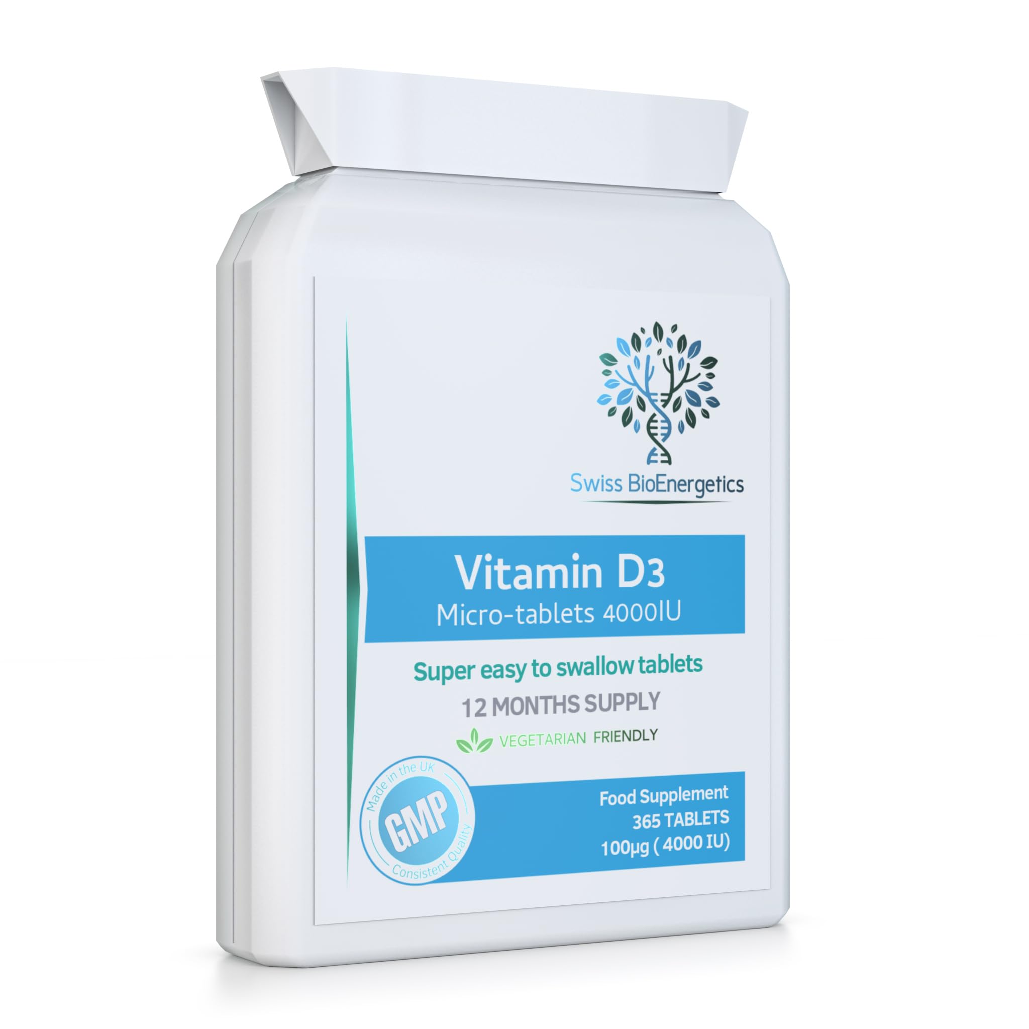 – Vitamin D3 4000 IU Tablets, 1 Year Supply - 365 Easy to Swallow high Strength Micro-Tablets - Vegetarian Vitamin D Supplement to Boost The Immune System and Support Bone Health - Made in The UK