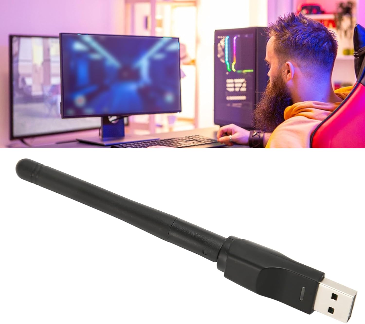 MT7601 USB Adapter USB Antenna, Computer Adapter USB Adapter with Integrated Antenna for Desktop Laptop - Image 7