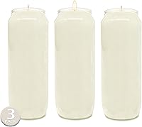 Hyoola 9 Day Prayer Candles, 7 Inch Tall Vegetable Wax Jar Pillar Candles for Religious Vigils, Memorials & Party Decor - White Pack of 3