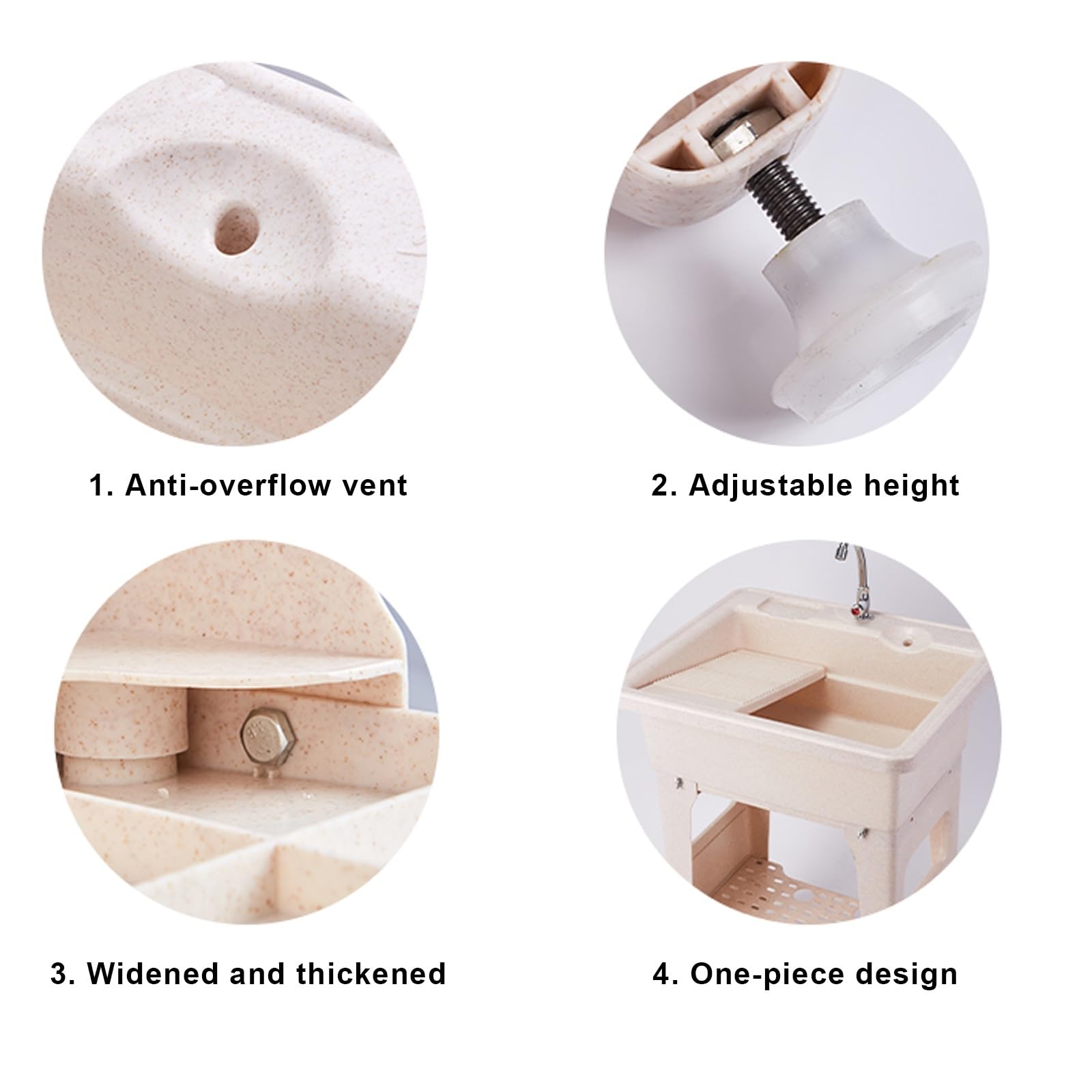 Lavatoio Lavanderia, Lavello da Esterno Indipendente in Plastica con Asse per Lavare, Lavandino Multiuso con Rubinetto, Tubi Flessibili e Kit di Scarico