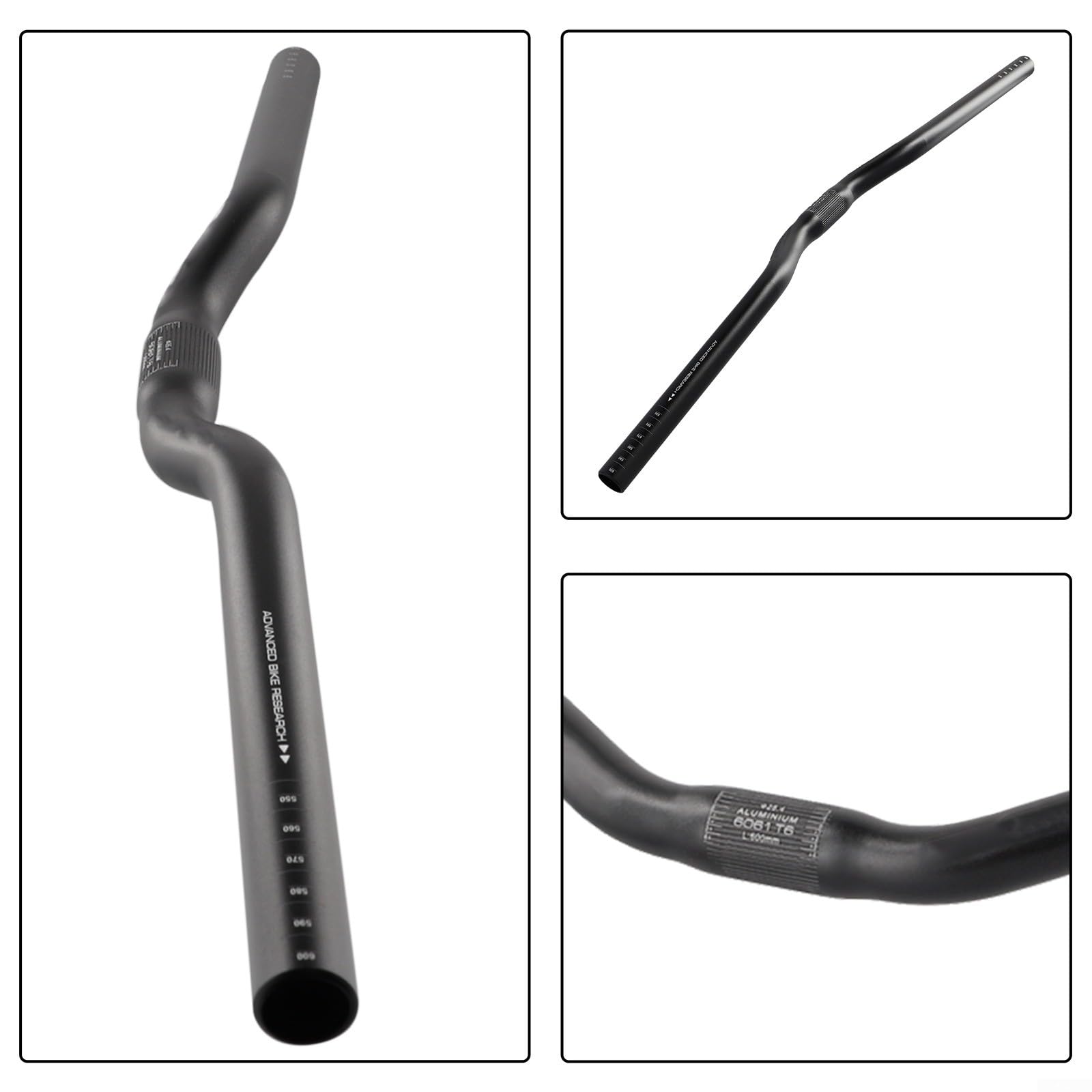 Manubrio per mountain bike in lega di alluminio, 600 mm, riser 25,4 mm, per o bici pieghevole, finitura opaca, parte di ricambio leggera (rondine)
