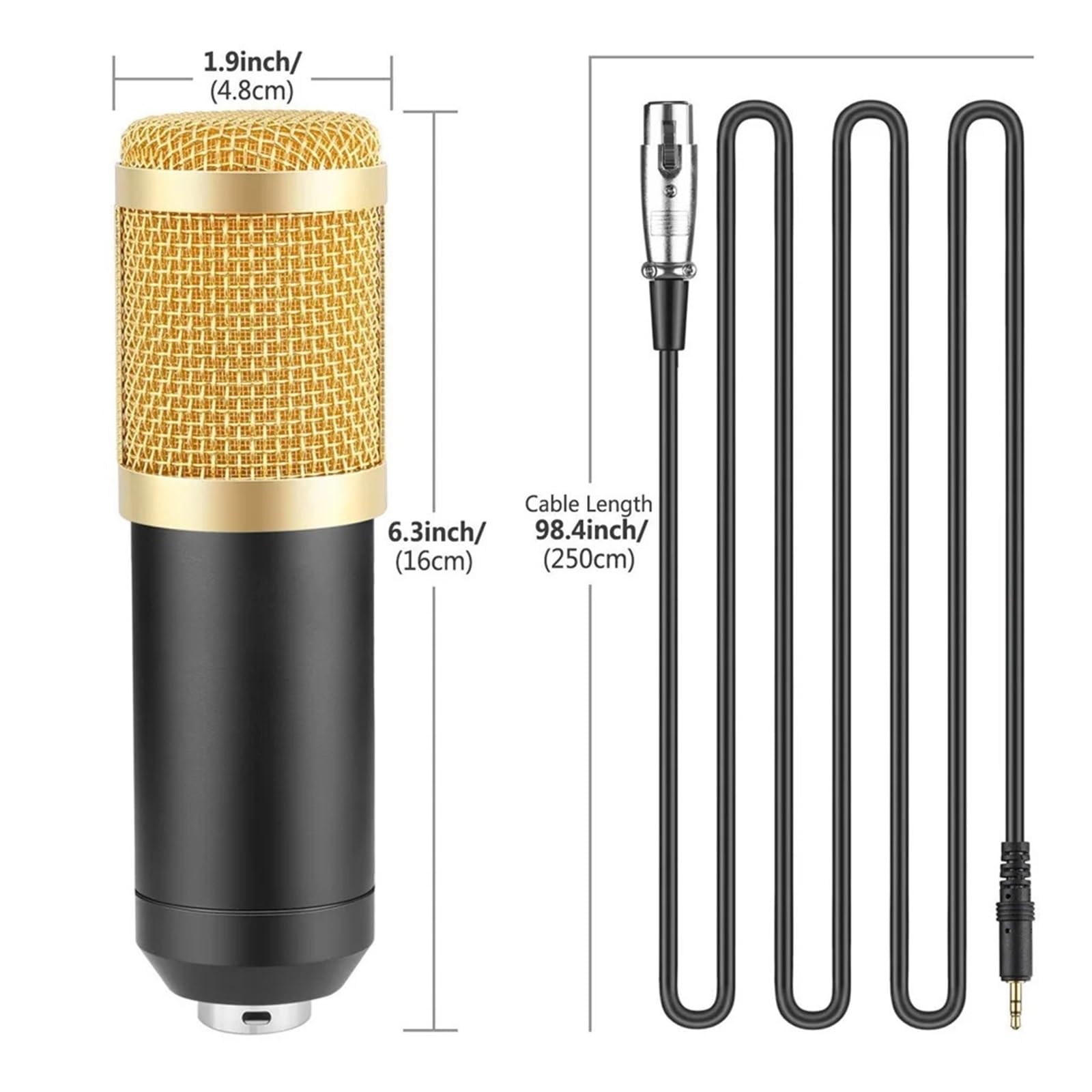 Professionale BM 800 Microfono Karaoke Studio A Condensatore con Scudo Mikrofon Mic for KTV Radio Braodcasting Canto Registrazione Compatibilità Universale(White)