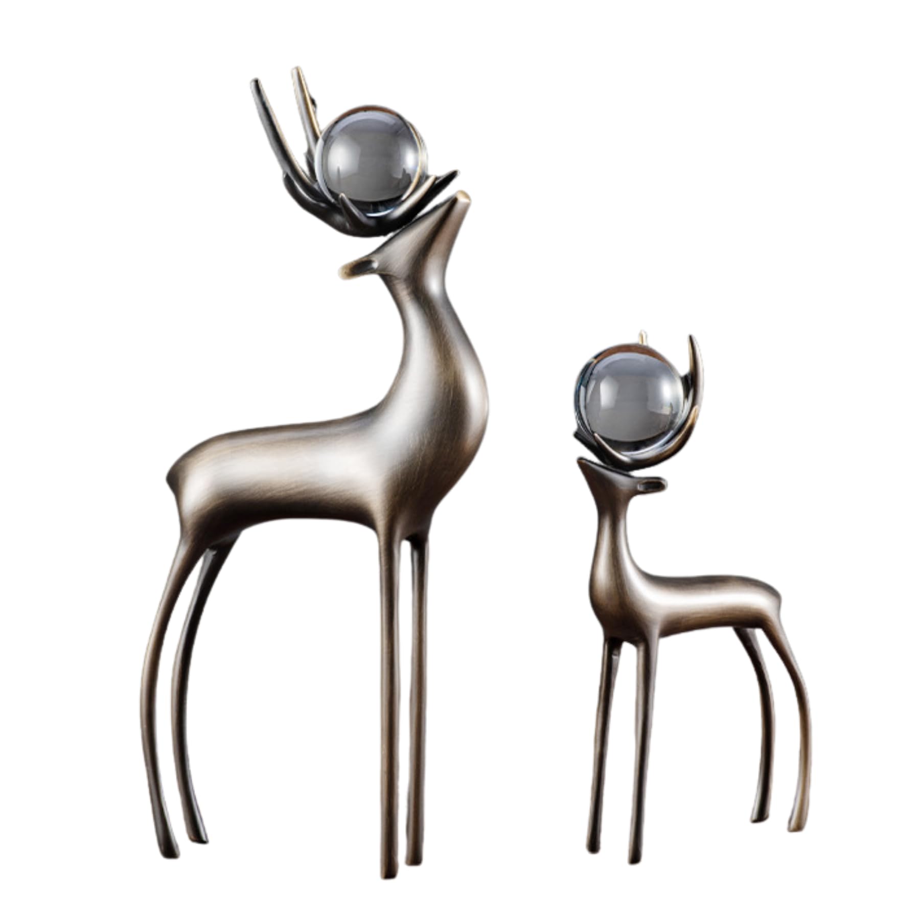 Aottsd Black Bronze & Crystal Gold Bronze Crystal Deer Pair Sculpture Luxury Collector Home Decor